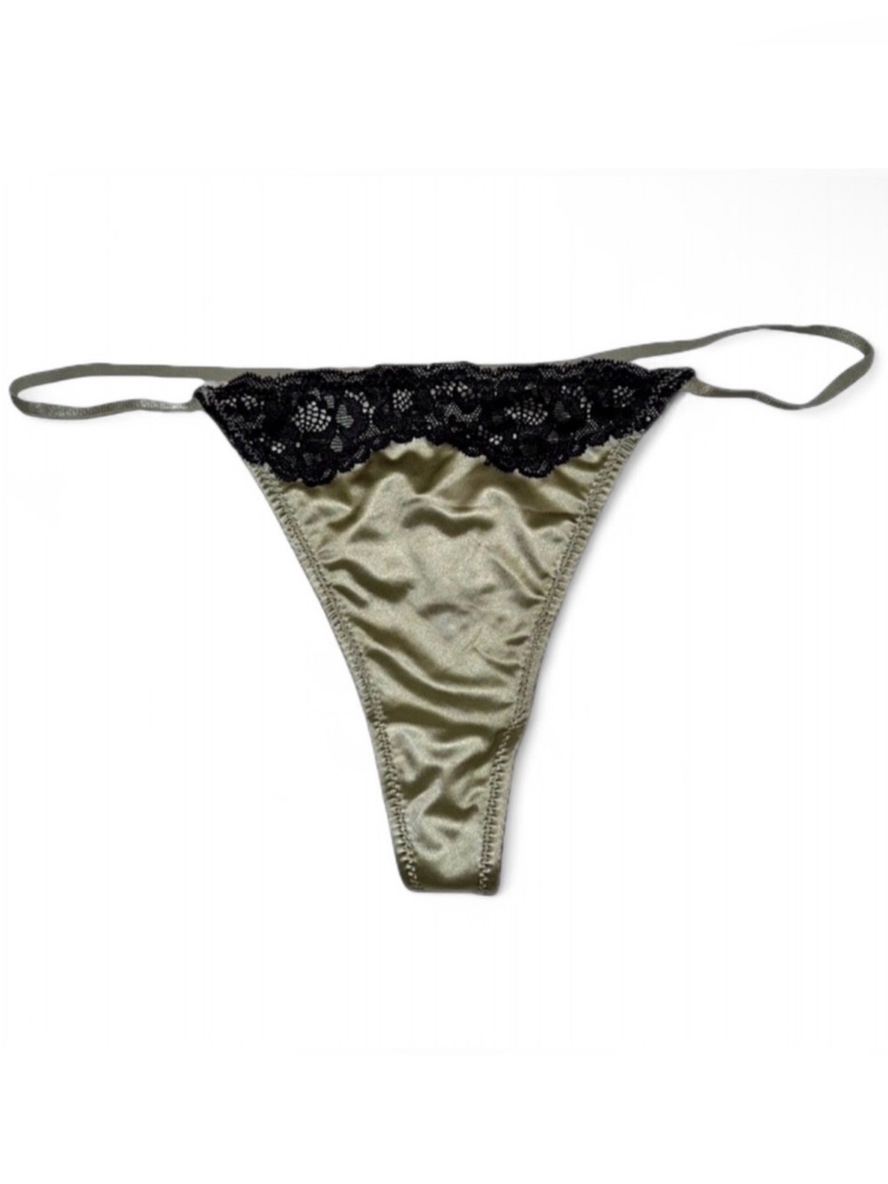 NEW Satin & Lace Sage Green Thong
